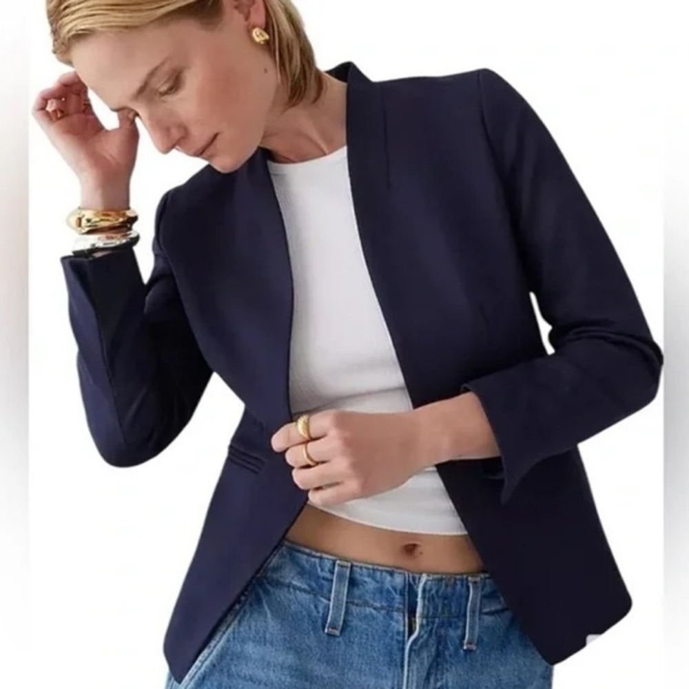 J. Crew Women's Navy Going-out Blazer in Stretch Twill Size 2